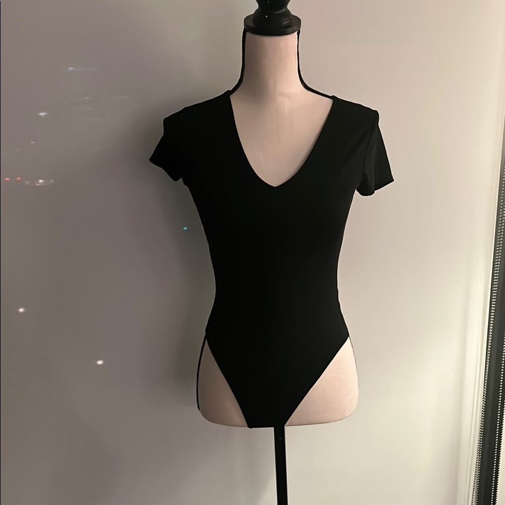 Express Black Fitted Cap Sleeve Bodysuit
